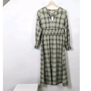 BB DAKOTA Women's NWT Plaid Long Live Maxi Dress Large